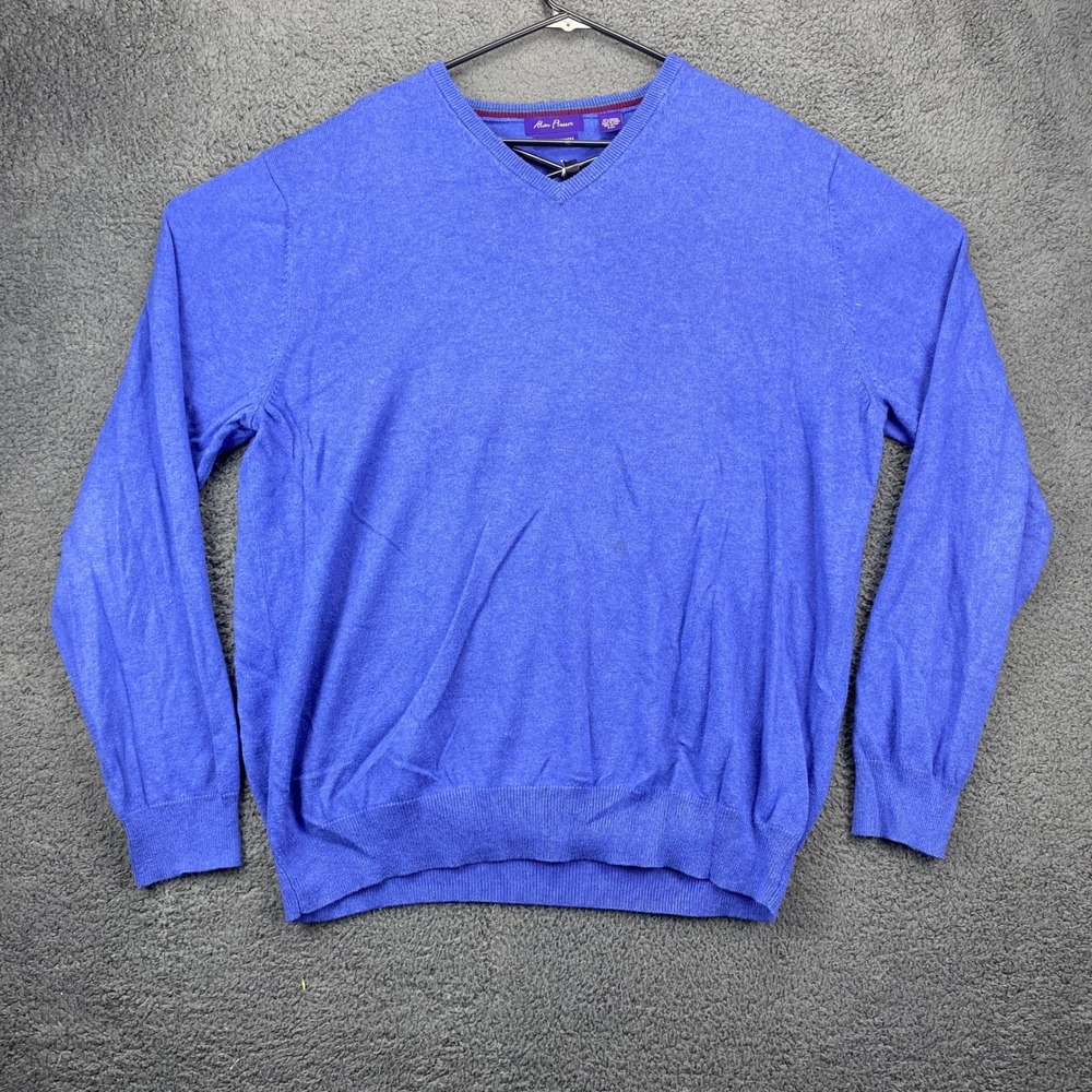 Alan Flusser Cotton Cashmere‎ V-Neck Sweater Pullover Knit Top XXL